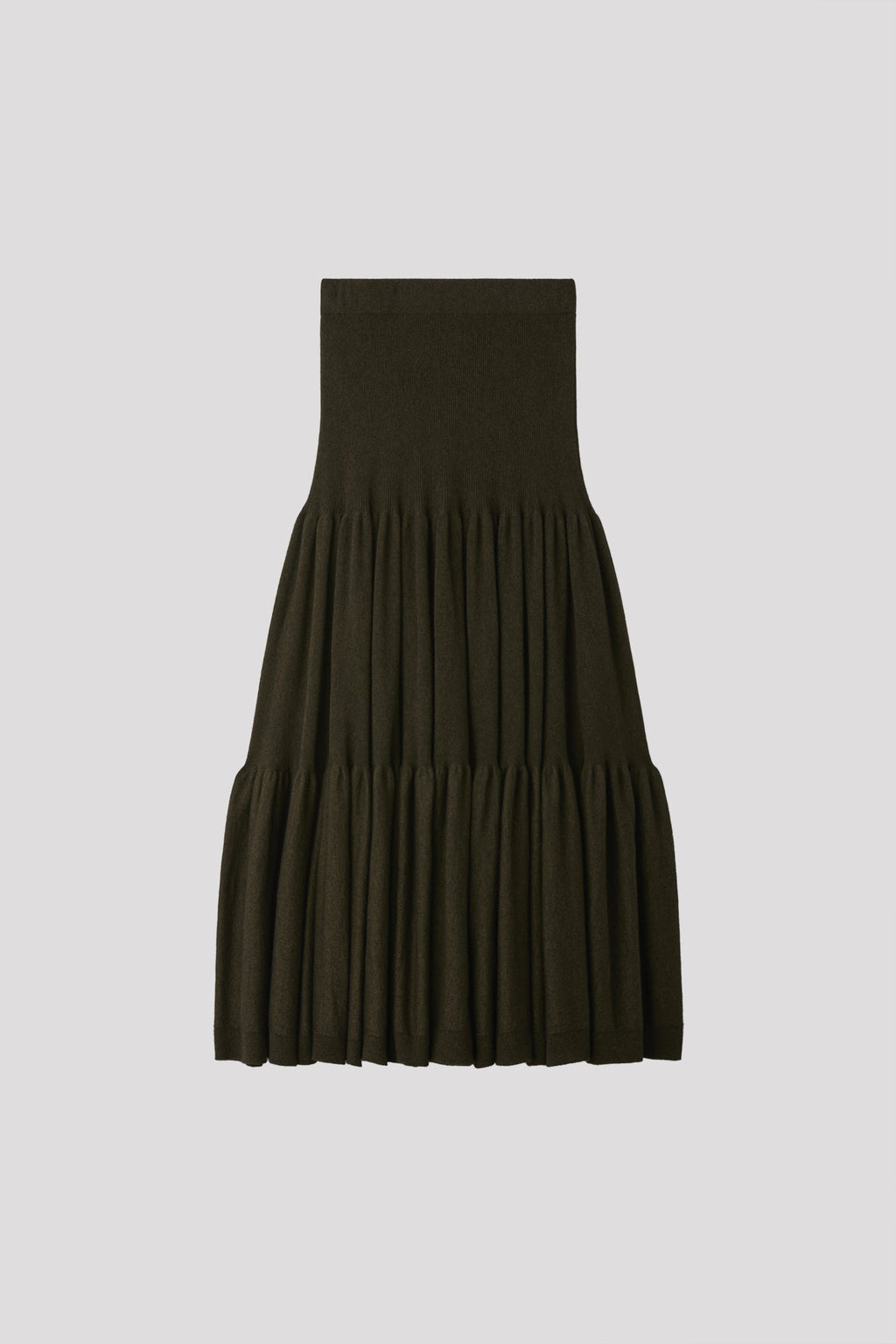 CASHMERE SILK CASCADES SKIRT - FERN GREEN