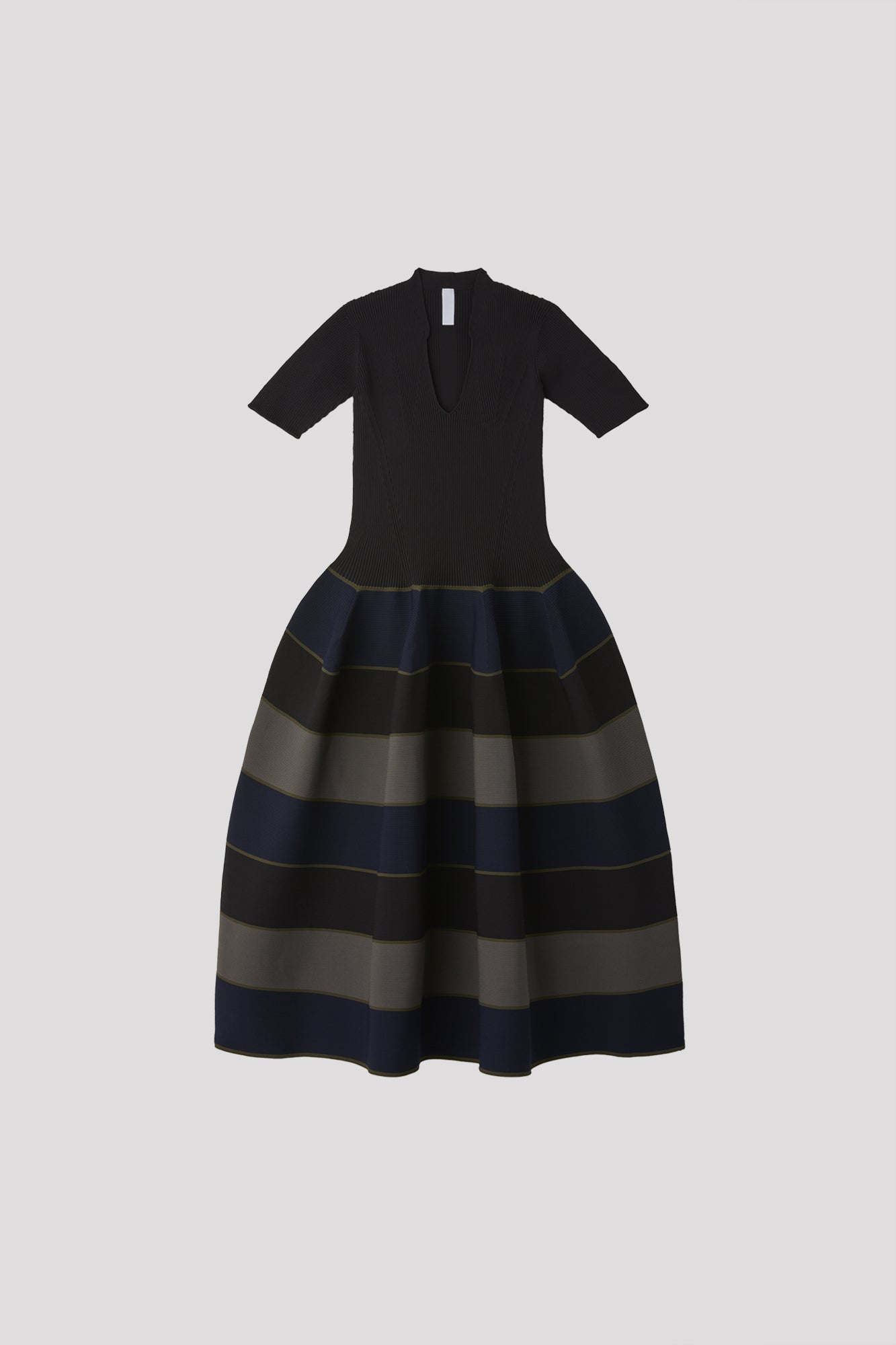 POTTERY STAND-UP COLLAR SHORT SLEEVE DRESS - BLACK MULTI 9