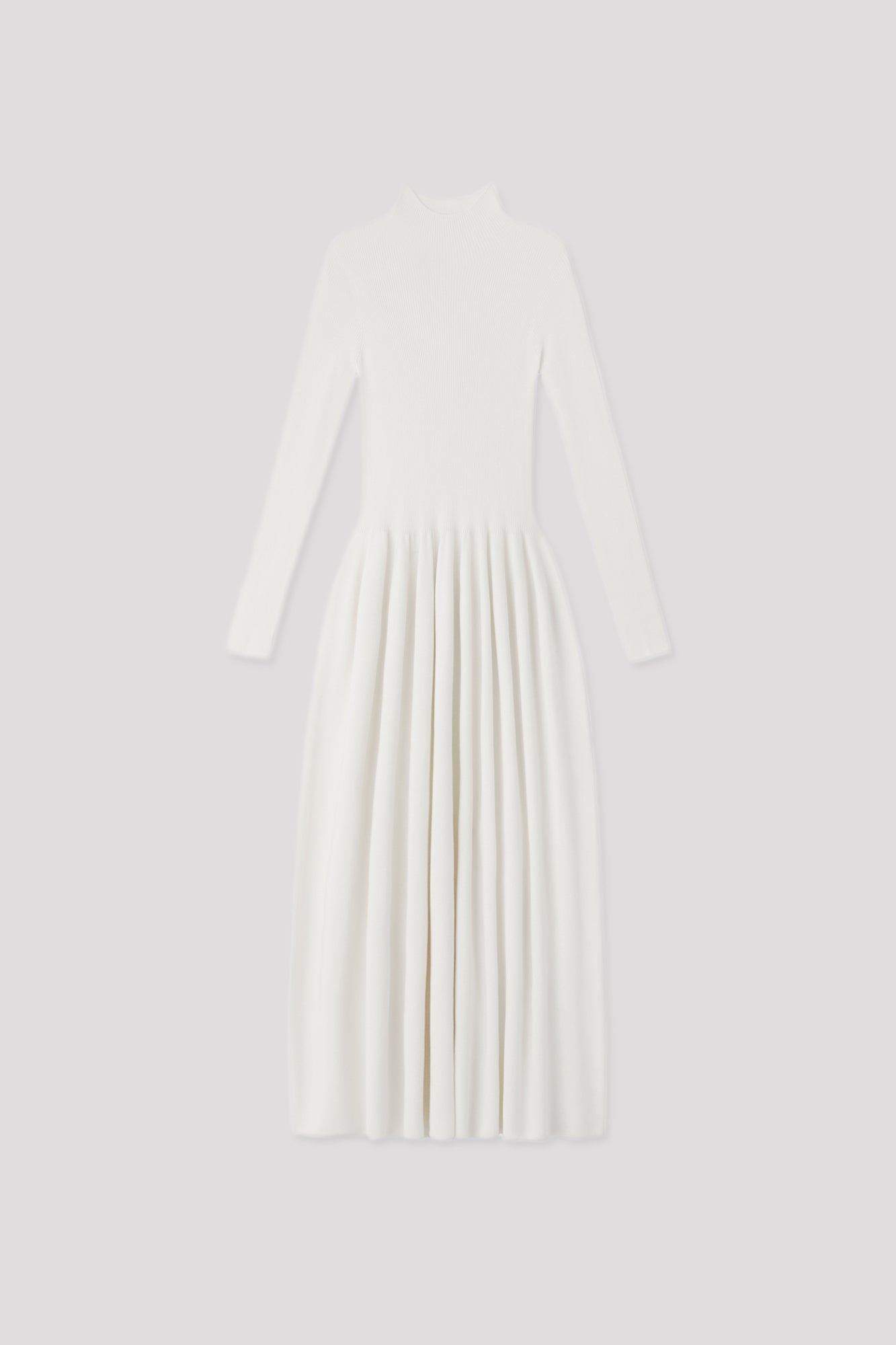SILK LONG SLEEVE DRESS - WHITE