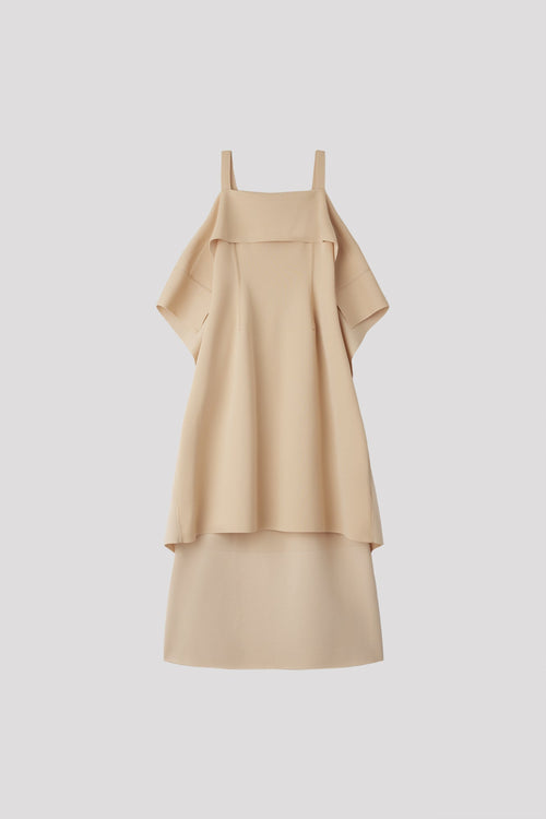 AC MILAN RIB STRAP DRAPE DRESS - BISQUE BEIGE