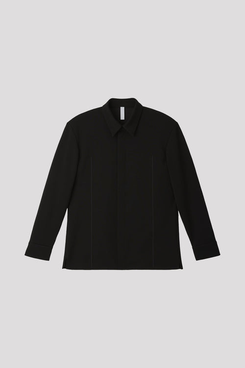 AC MILAN RIB COVERED PLACKET SHIRT - BLACK
