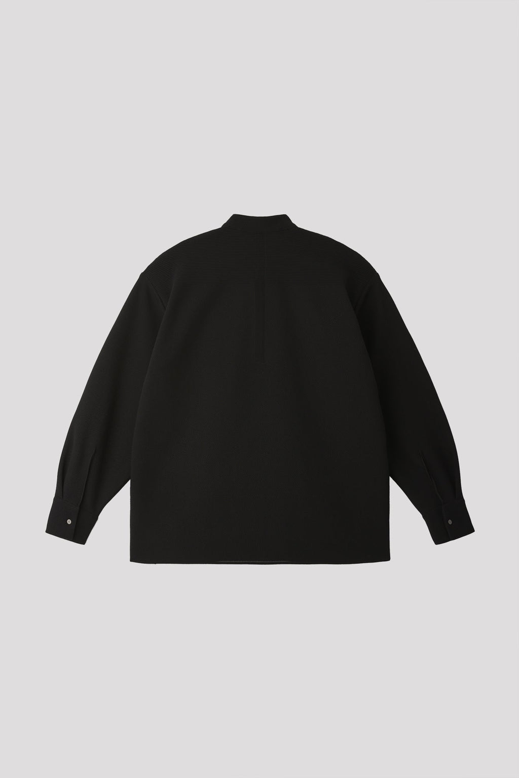 MESH STAND-UP COLLAR COVERED PLACKET SHIRT