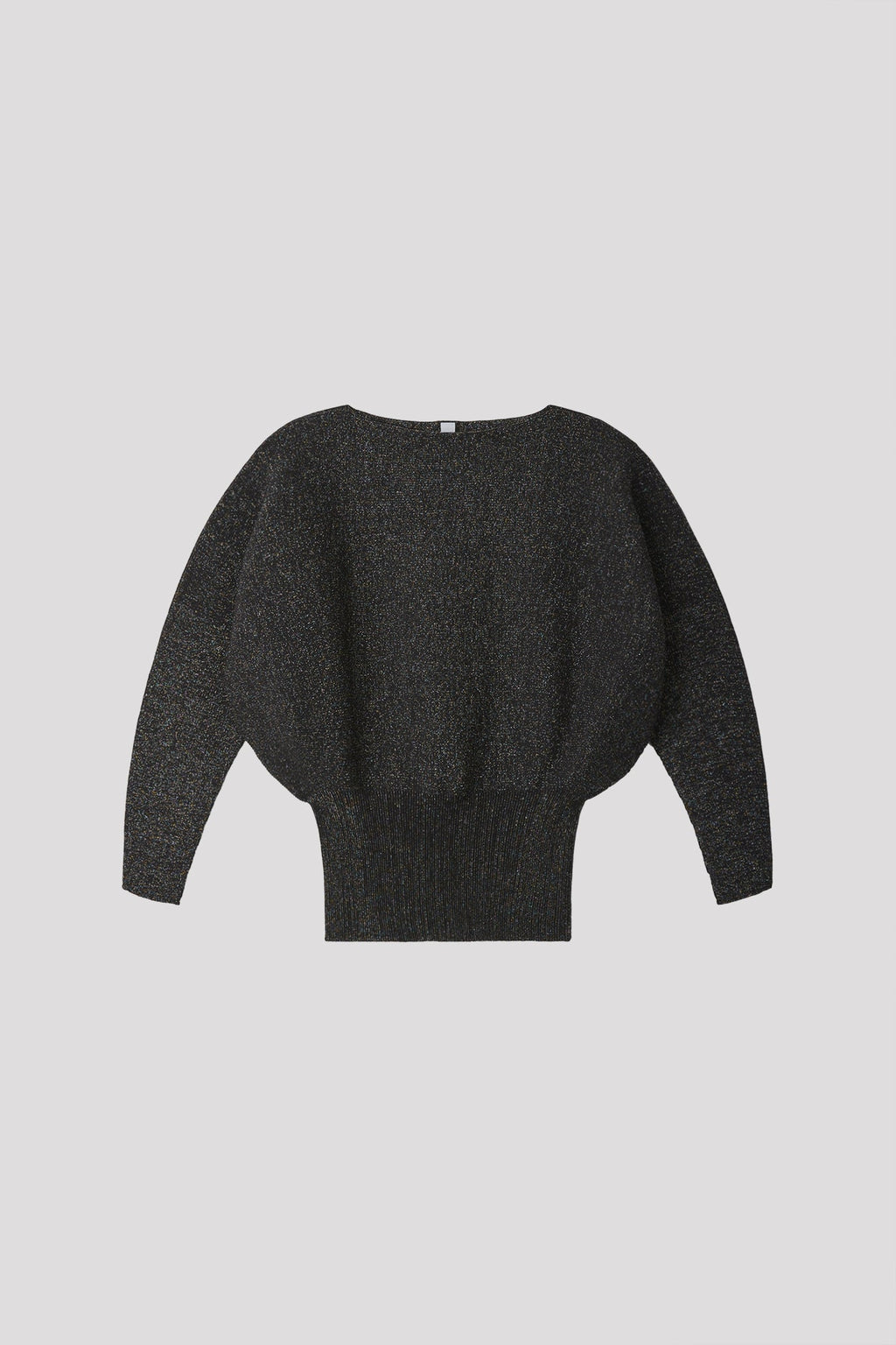 POTTERY GLITTER LONG SLEEVE ROUND TOP - BLACK-MULTI