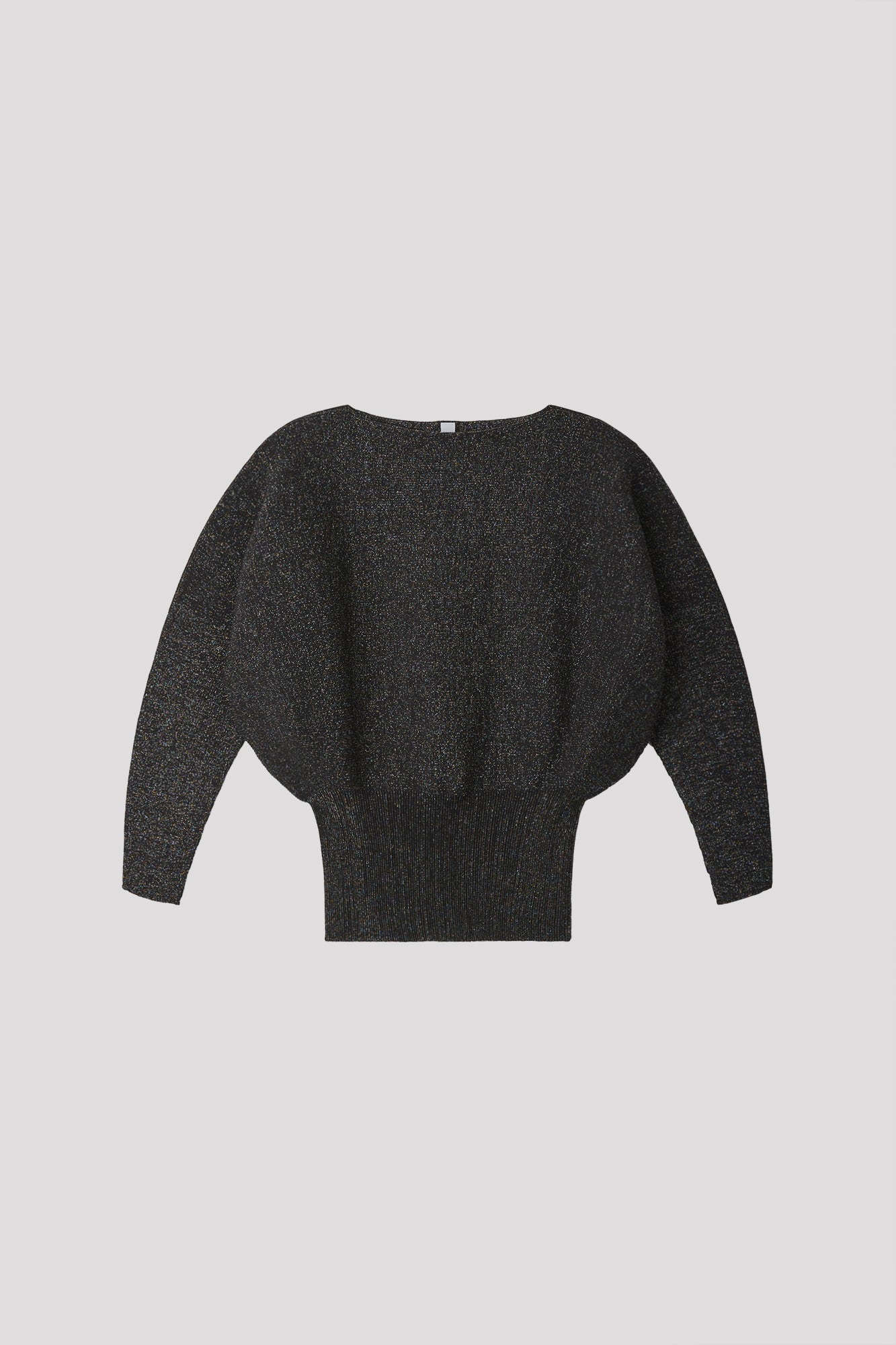 POTTERY GLITTER LONG SLEEVE ROUND TOP - BLACK-MULTI