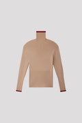 WOOL RIB HIGHNECK TOP - PINK BEIGE-MAROON RED