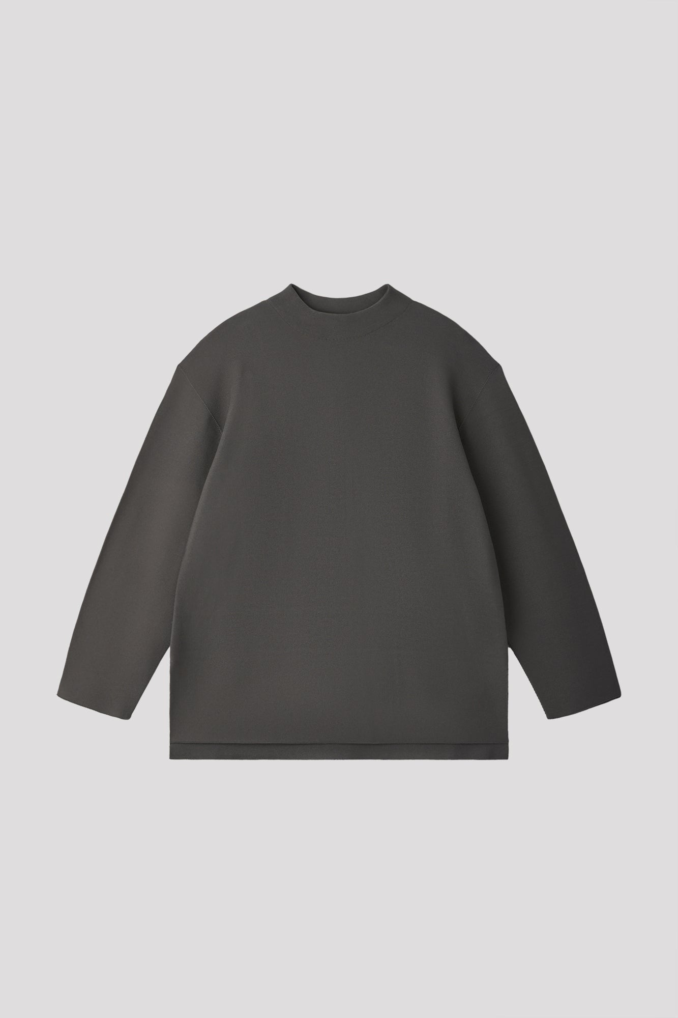 GARTER MOCKNECK LONG SLEEVE TEE SHIRT - IRON GRAY