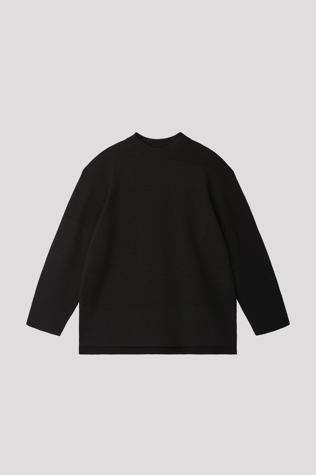 GARTER MOCKNECK LONG SLEEVE TEE SHIRT - BLACK
