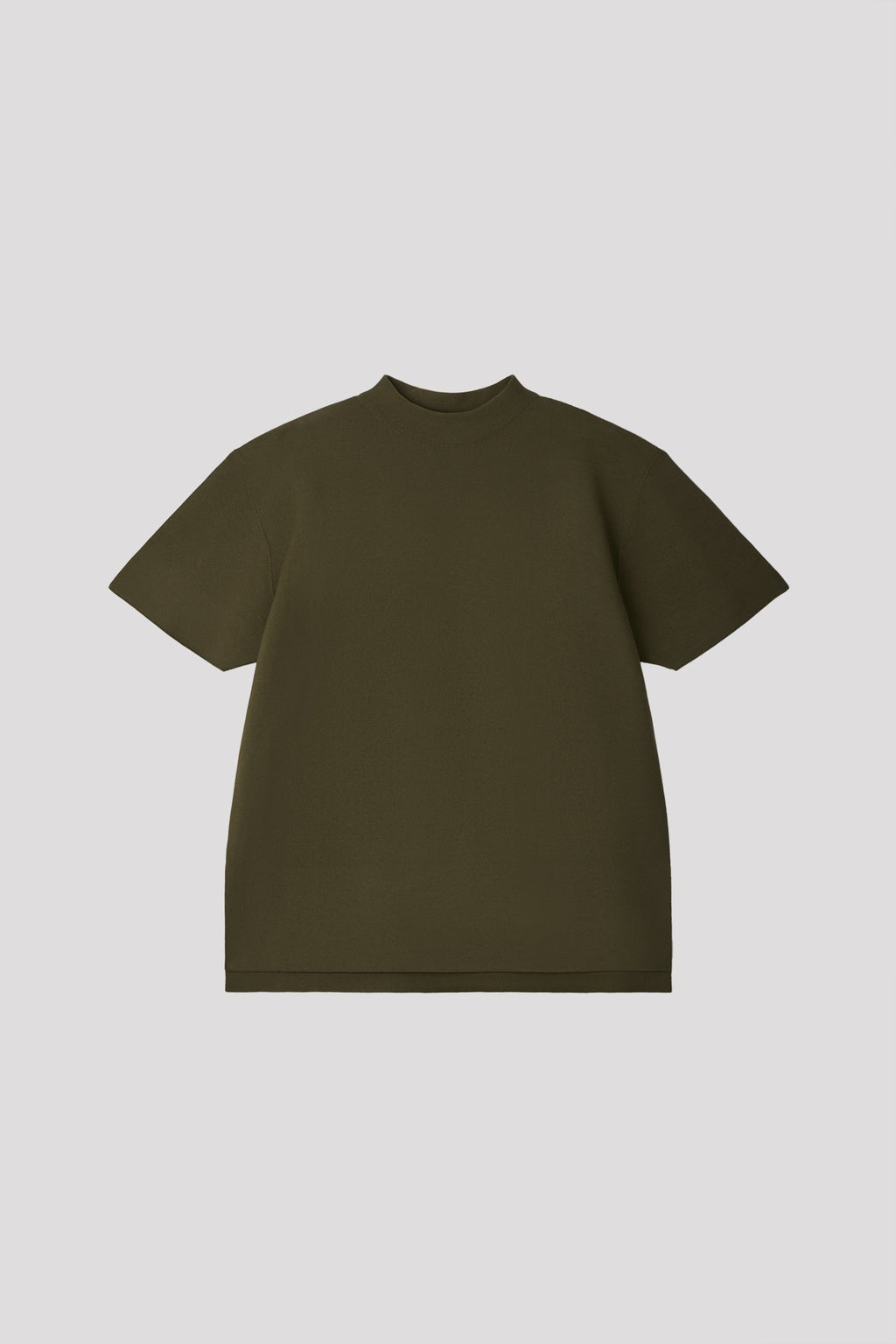 GARTER MOCKNECK SHORT SLEEVE TEE SHIRT - FERN GREEN