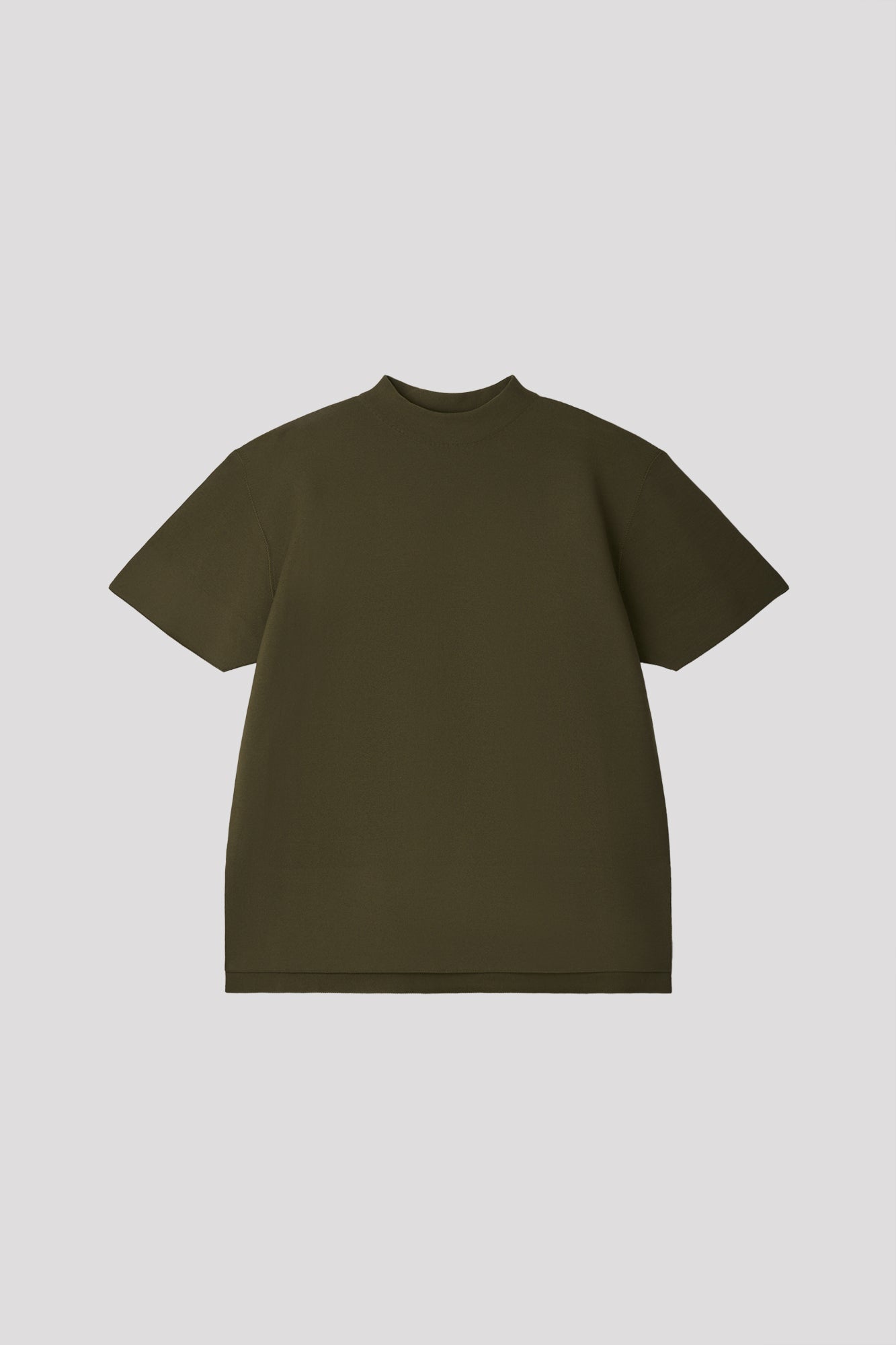 GARTER MOCKNECK SHORT SLEEVE TEE SHIRT - FERN GREEN