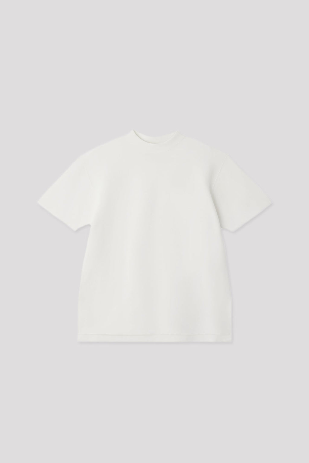 GARTER MOCKNECK SHORT SLEEVE TEE SHIRT - WHITE