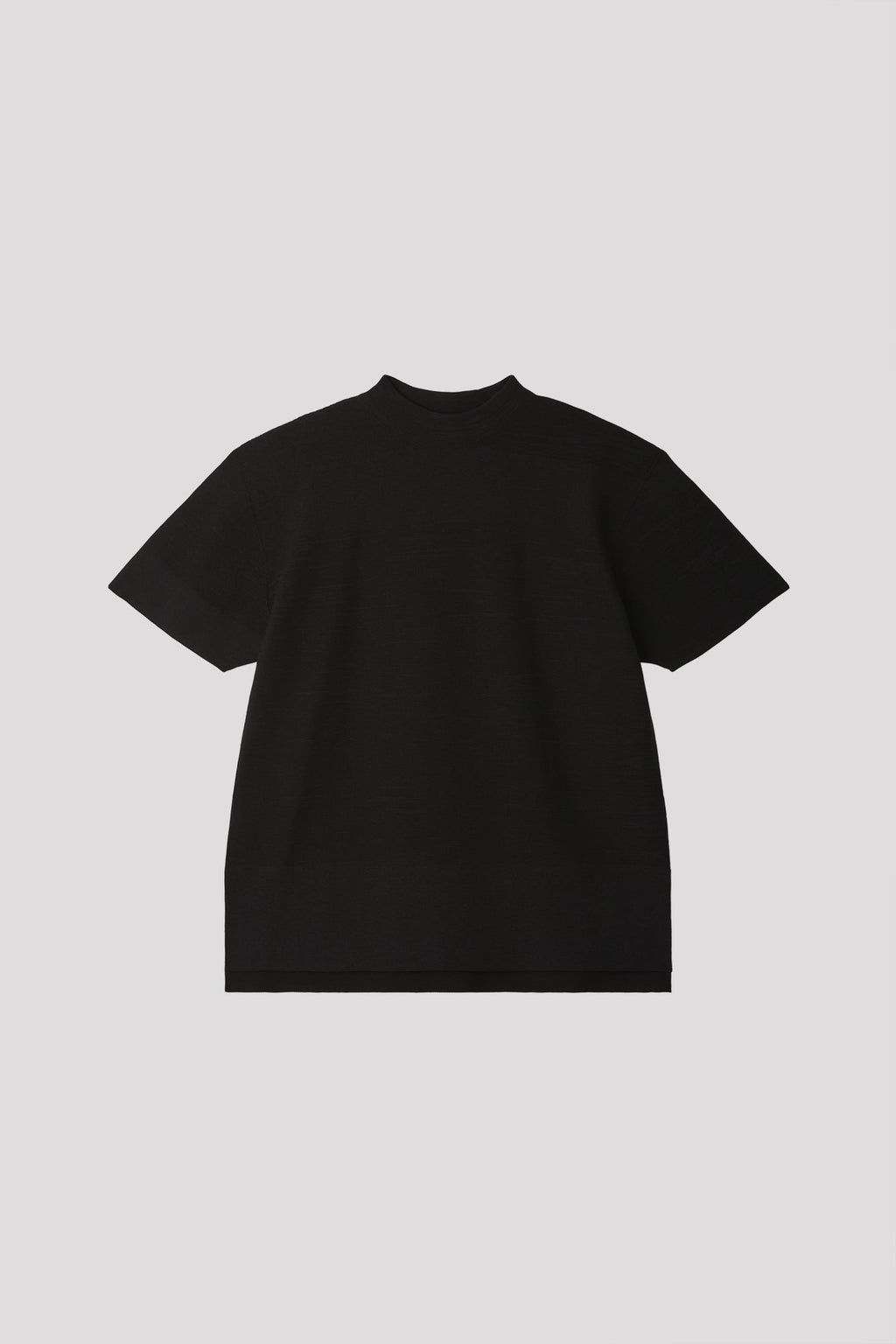 GARTER MOCKNECK SHORT SLEEVE TEE SHIRT - BLACK