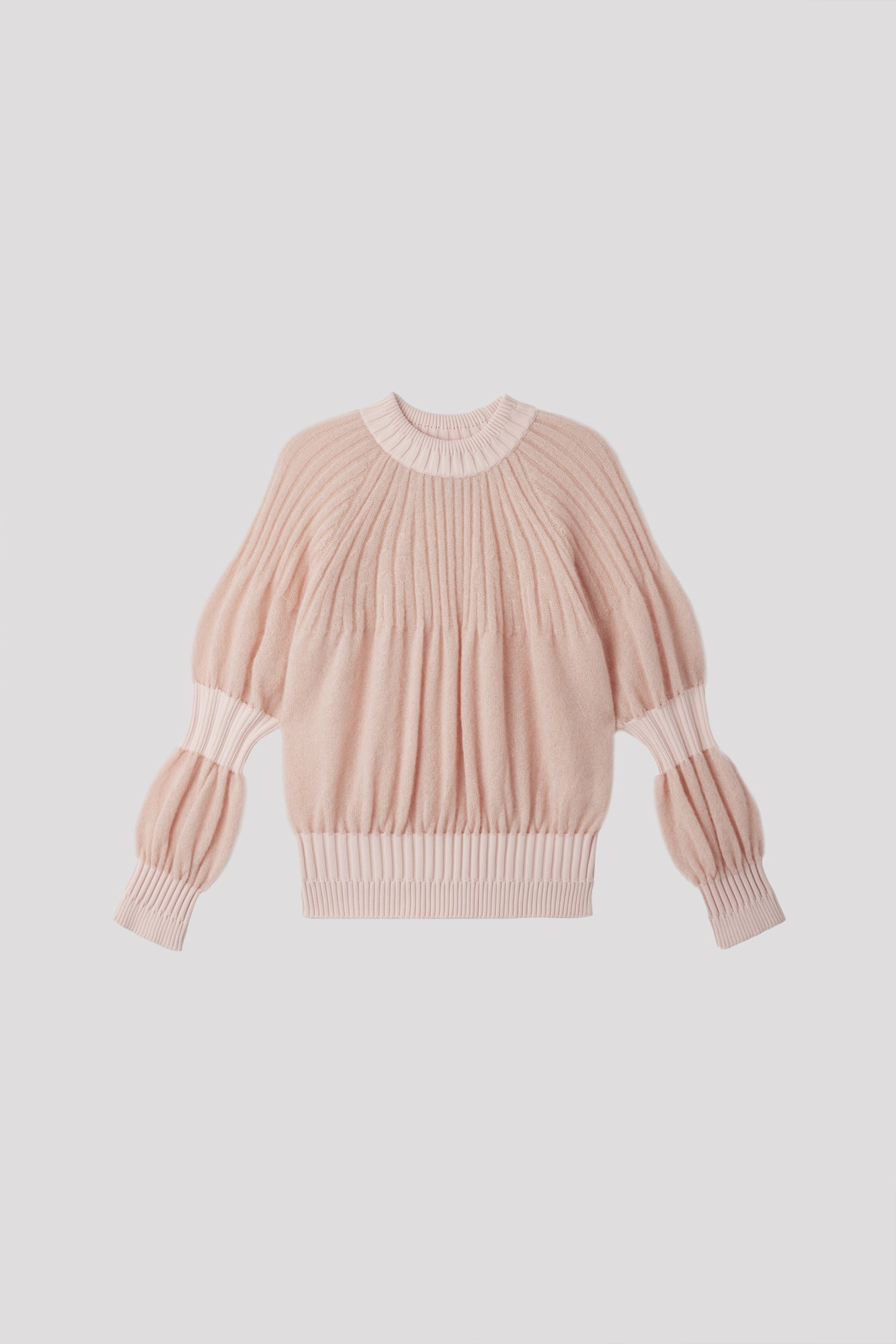 FLUTED MOHAIR TOP - EGG SHELL PINK