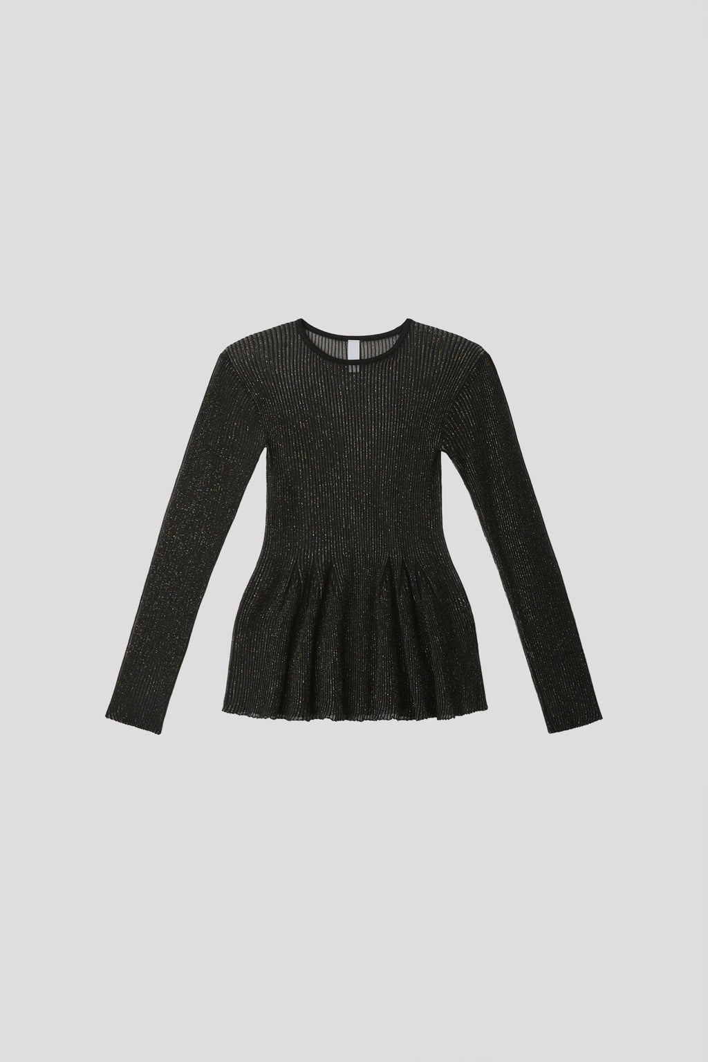 HYPHA LUCENT GLITTER LONG SLEEVE FLARE TOP - BLACK-MULTI