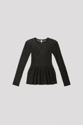 HYPHA LUCENT GLITTER LONG SLEEVE FLARE TOP - BLACK-MULTI