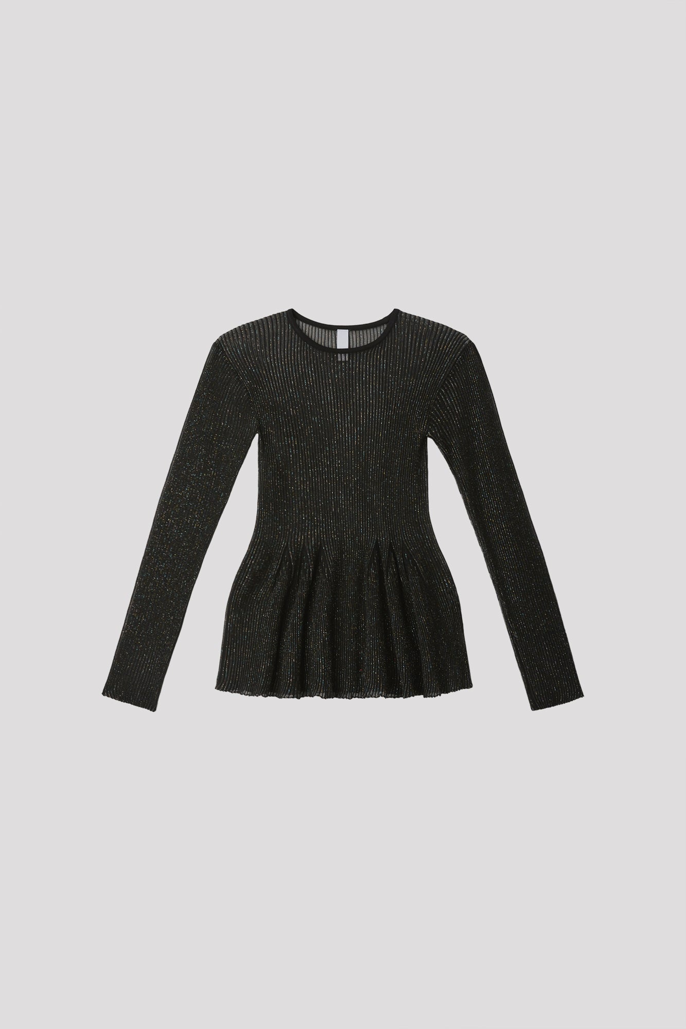 HYPHA LUCENT GLITTER LONG SLEEVE FLARE TOP - BLACK-MULTI