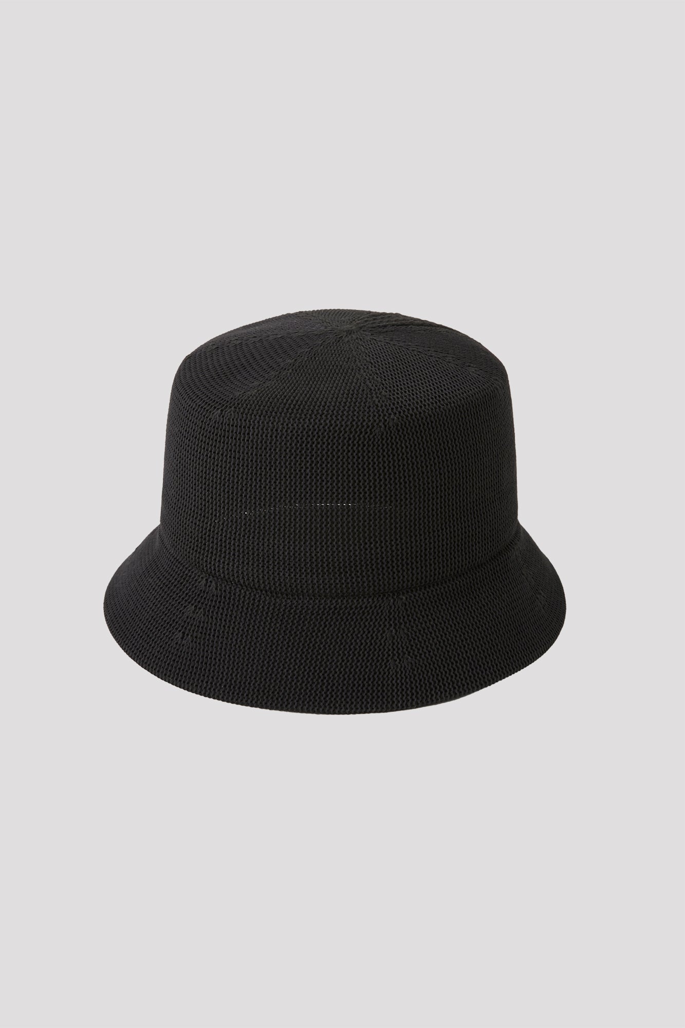 MESH KNIT BUCKET HAT - BLACK