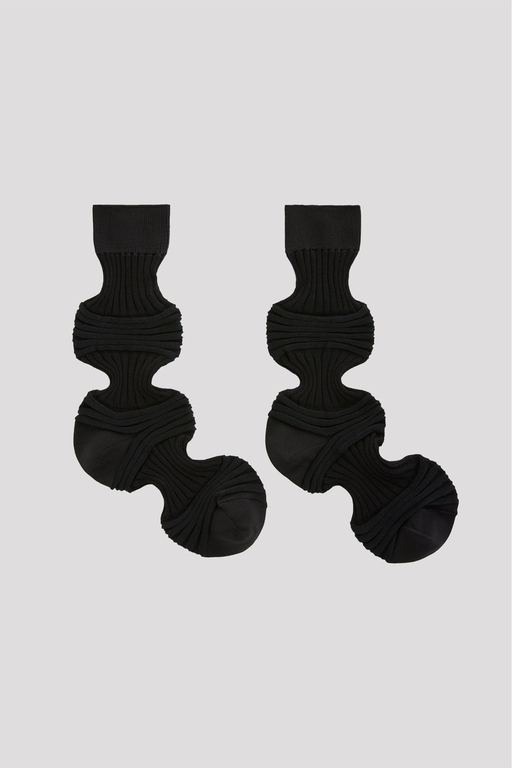 GARTER RIB SOCKS - BLACK