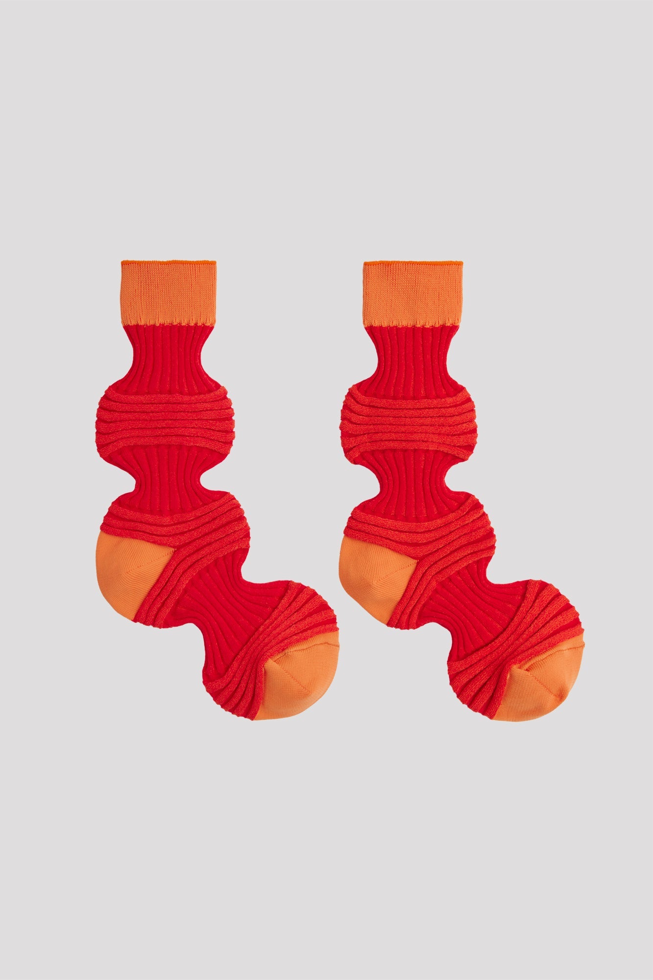 GARTER RIB SOCKS - ORANGE-POPPY RED