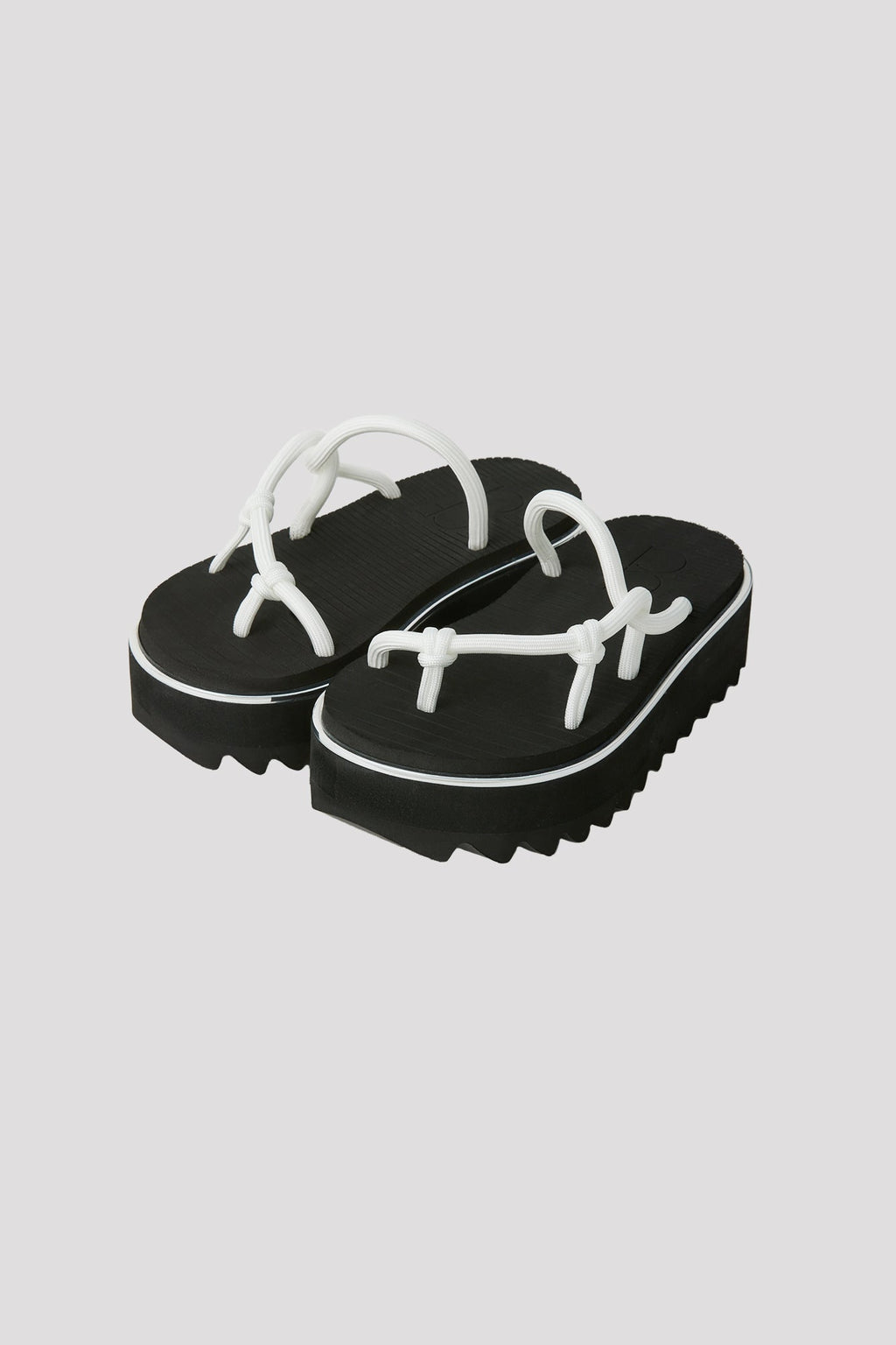 LINE SHARK SOLE PLATFORM SANDAL - WHITE-BLACK