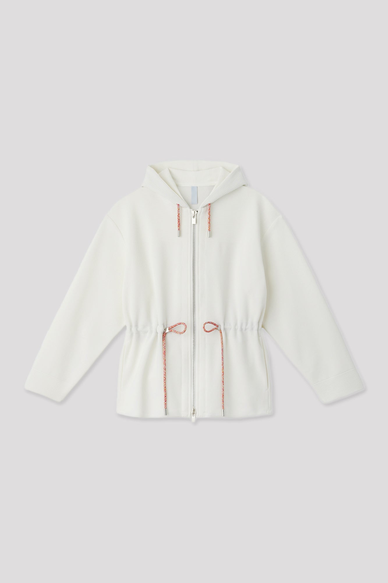 MESH HOODIE JACKET - WHITE-POPPY RED MULTI