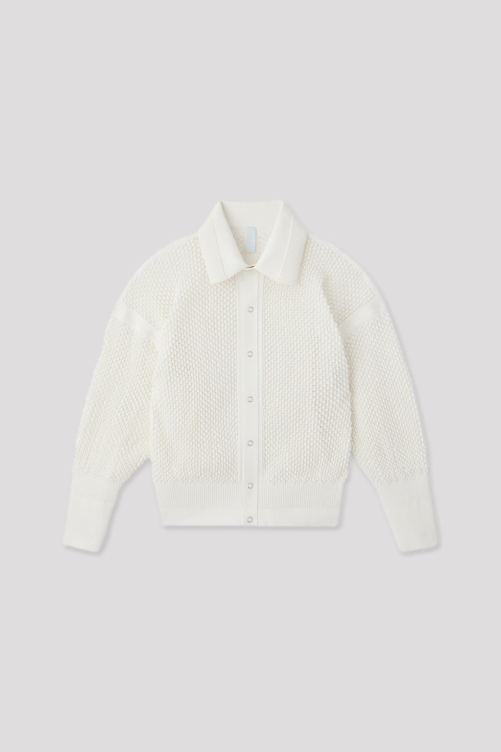 LATTICE STAND FALL COLLAR BLOUSON - WHITE