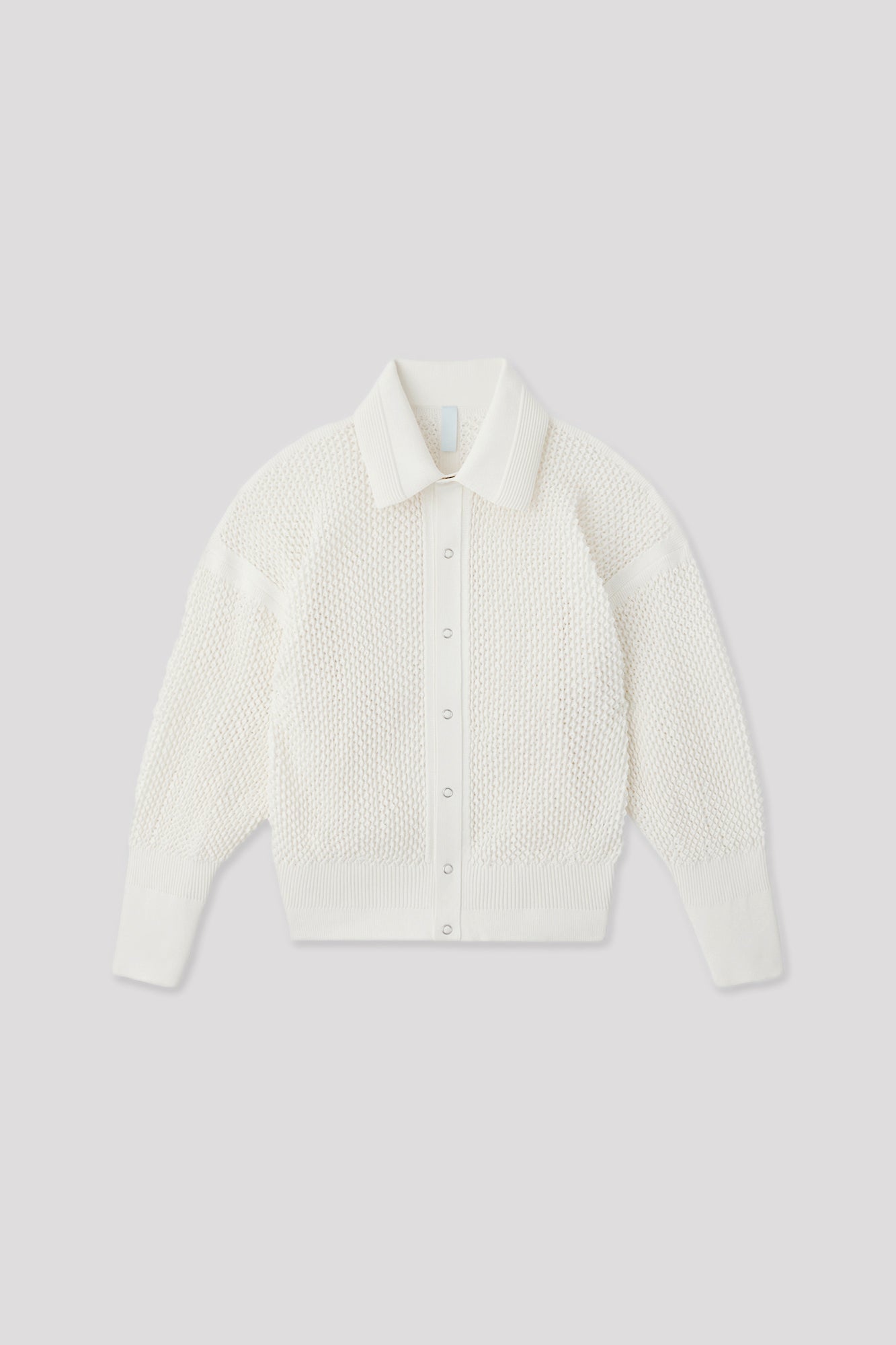 LATTICE STAND FALL COLLAR BLOUSON - WHITE