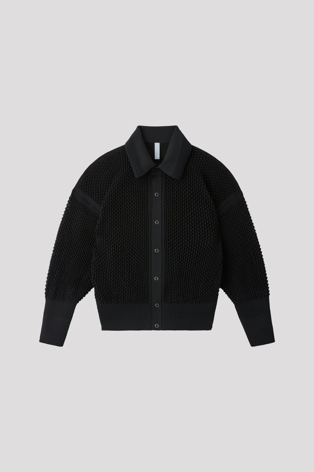 LATTICE STAND FALL COLLAR BLOUSON - BLACK
