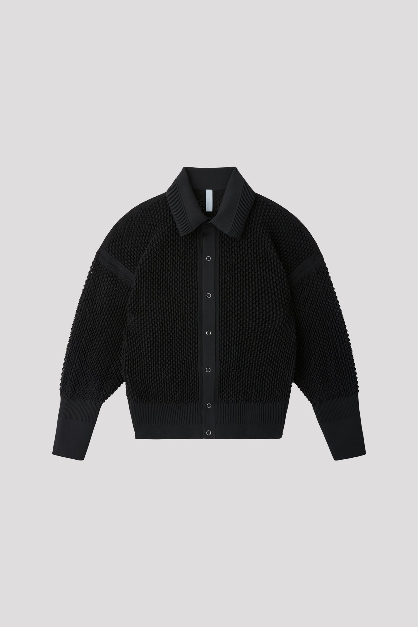 LATTICE STAND FALL COLLAR BLOUSON - BLACK