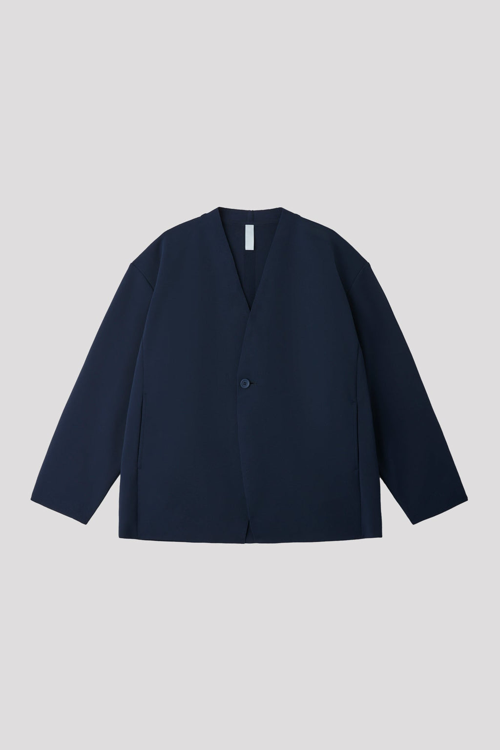 MILAN COLLARLESS DOUBLE BREASTED BOXY JACKET - NAVY