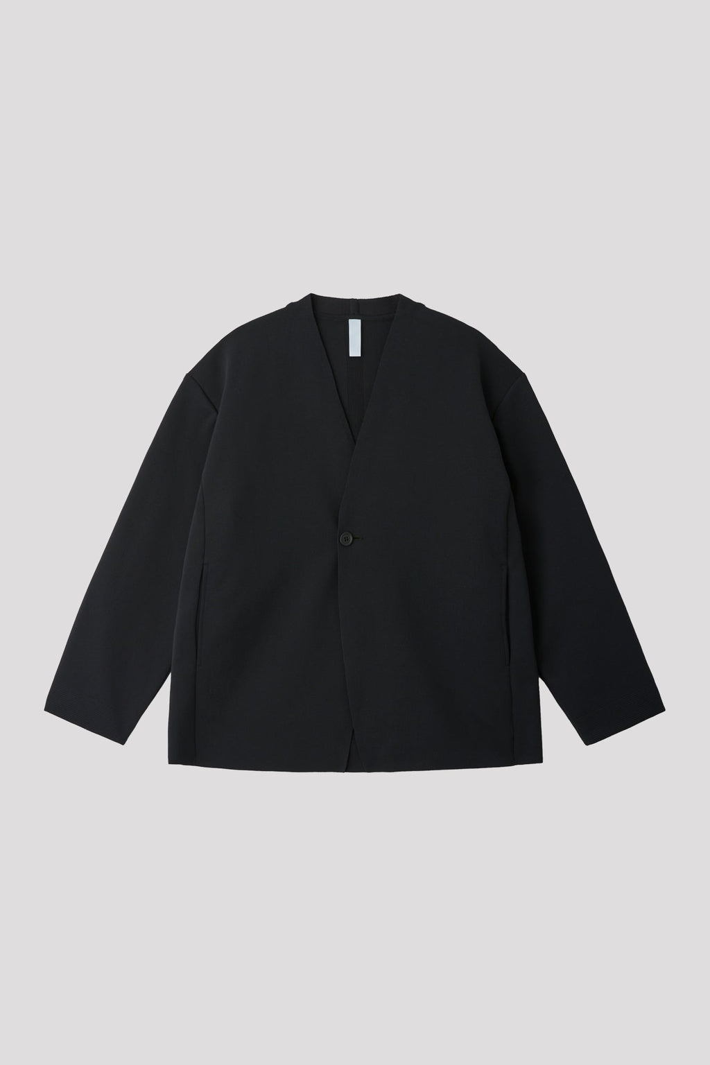 MILAN COLLARLESS DOUBLE BREASTED BOXY JACKET - BLACK