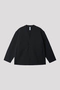 MILAN COLLARLESS DOUBLE BREASTED BOXY JACKET - BLACK