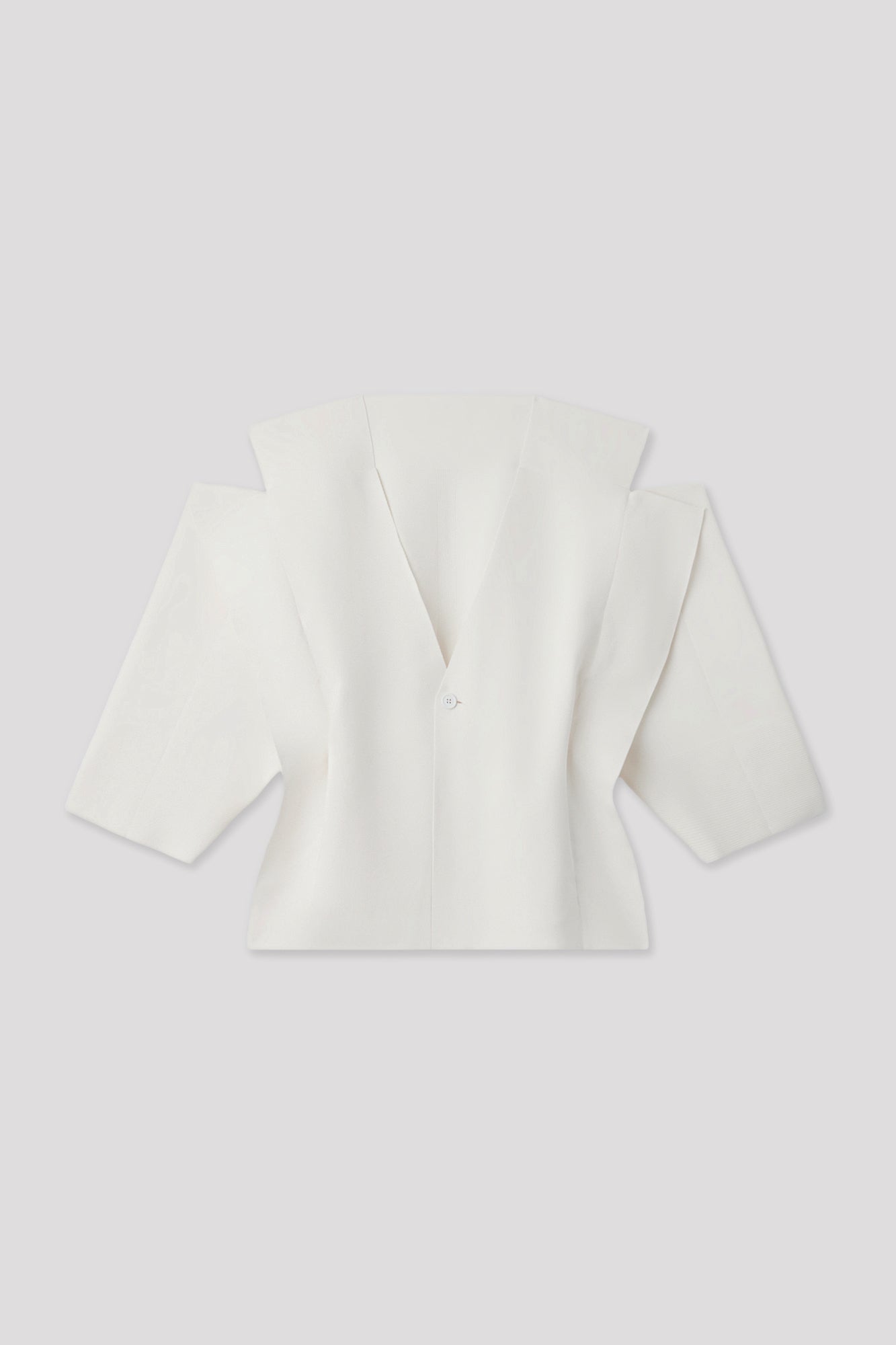 MILAN CREASE COLLARLESS JACKET - WHITE