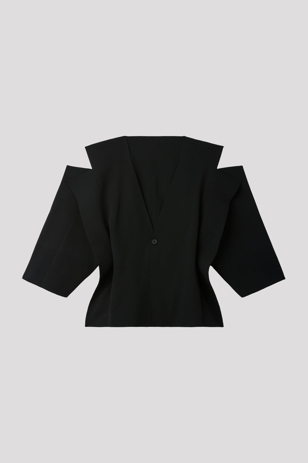MILAN CREASE COLLARLESS JACKET - BLACK