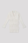 FLUTED LONG CARDIGAN - WHITE