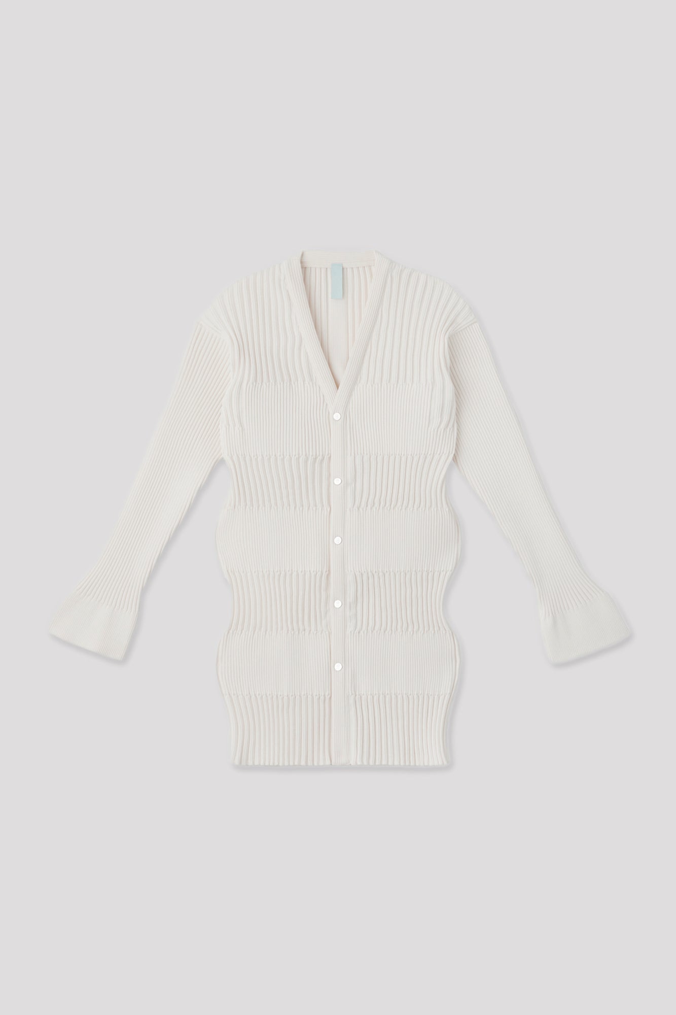 FLUTED LONG CARDIGAN - WHITE