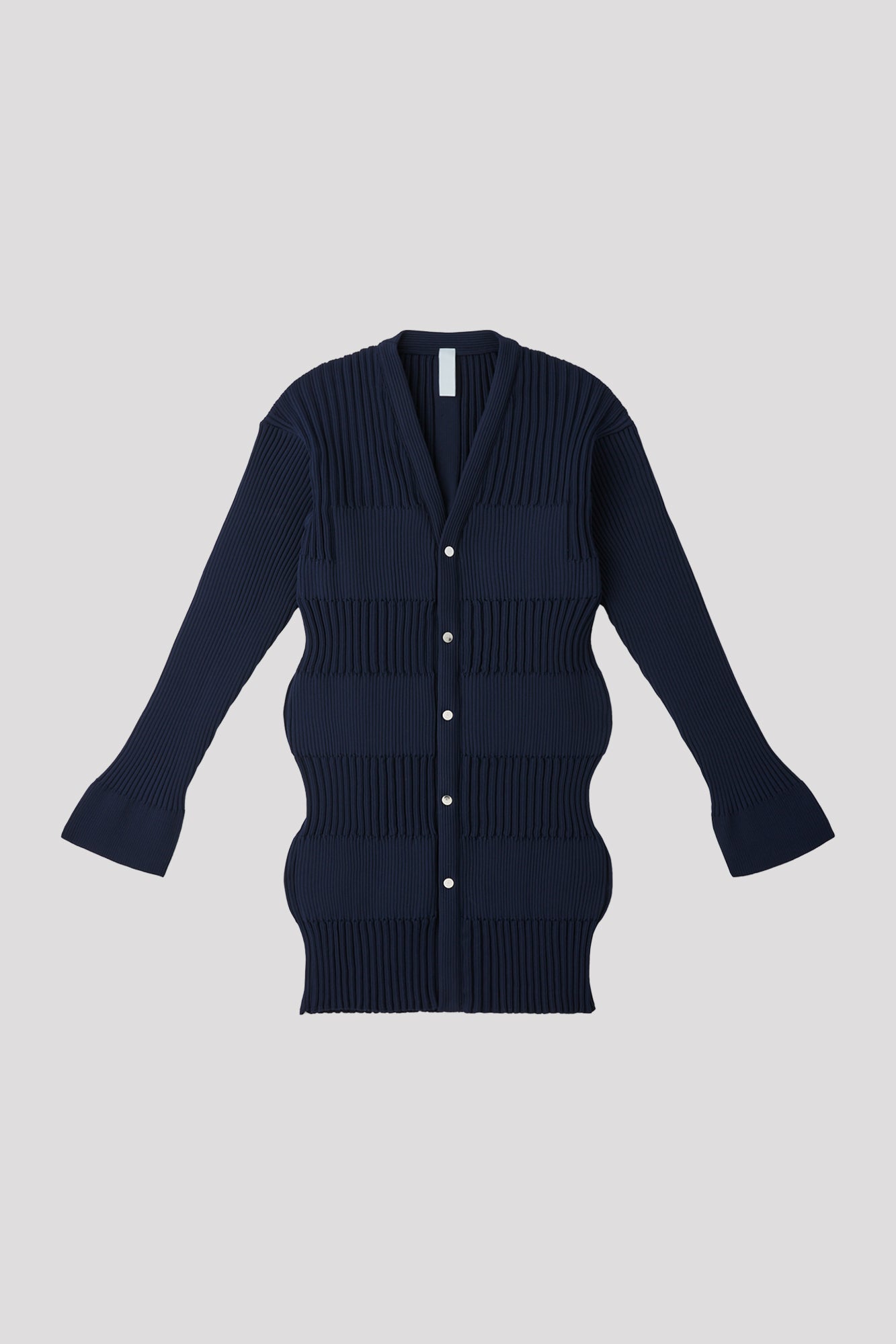 FLUTED LONG CARDIGAN - NAVY
