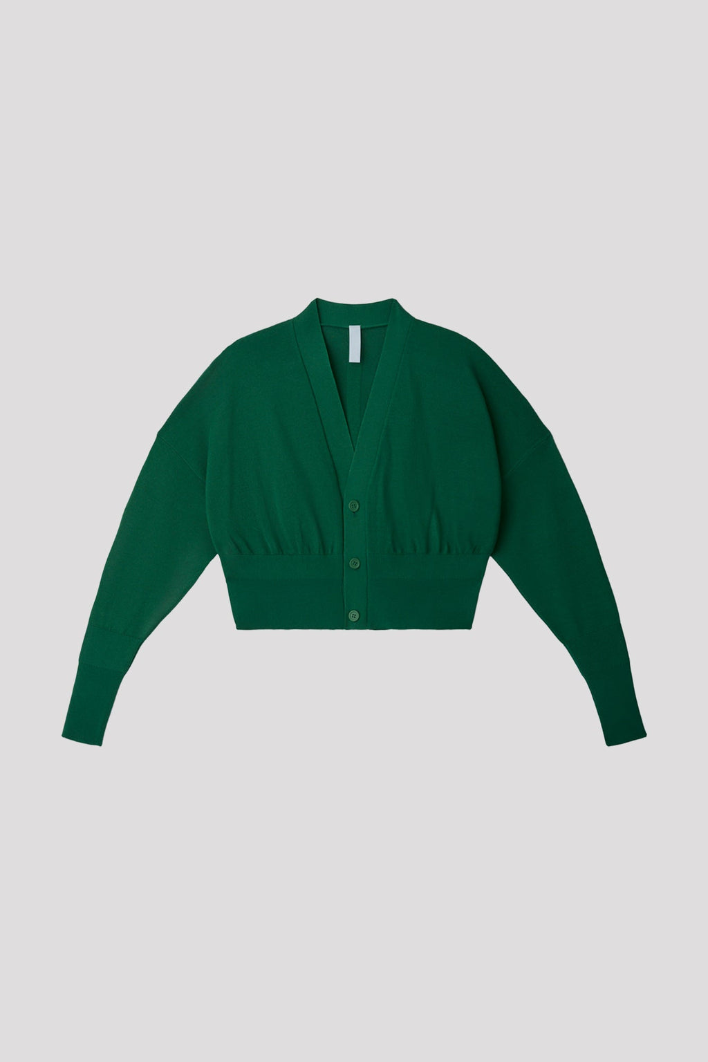 GARTER CROPPED CARDIGAN - PINE GREEN