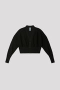 GARTER CROPPED CARDIGAN - BLACK