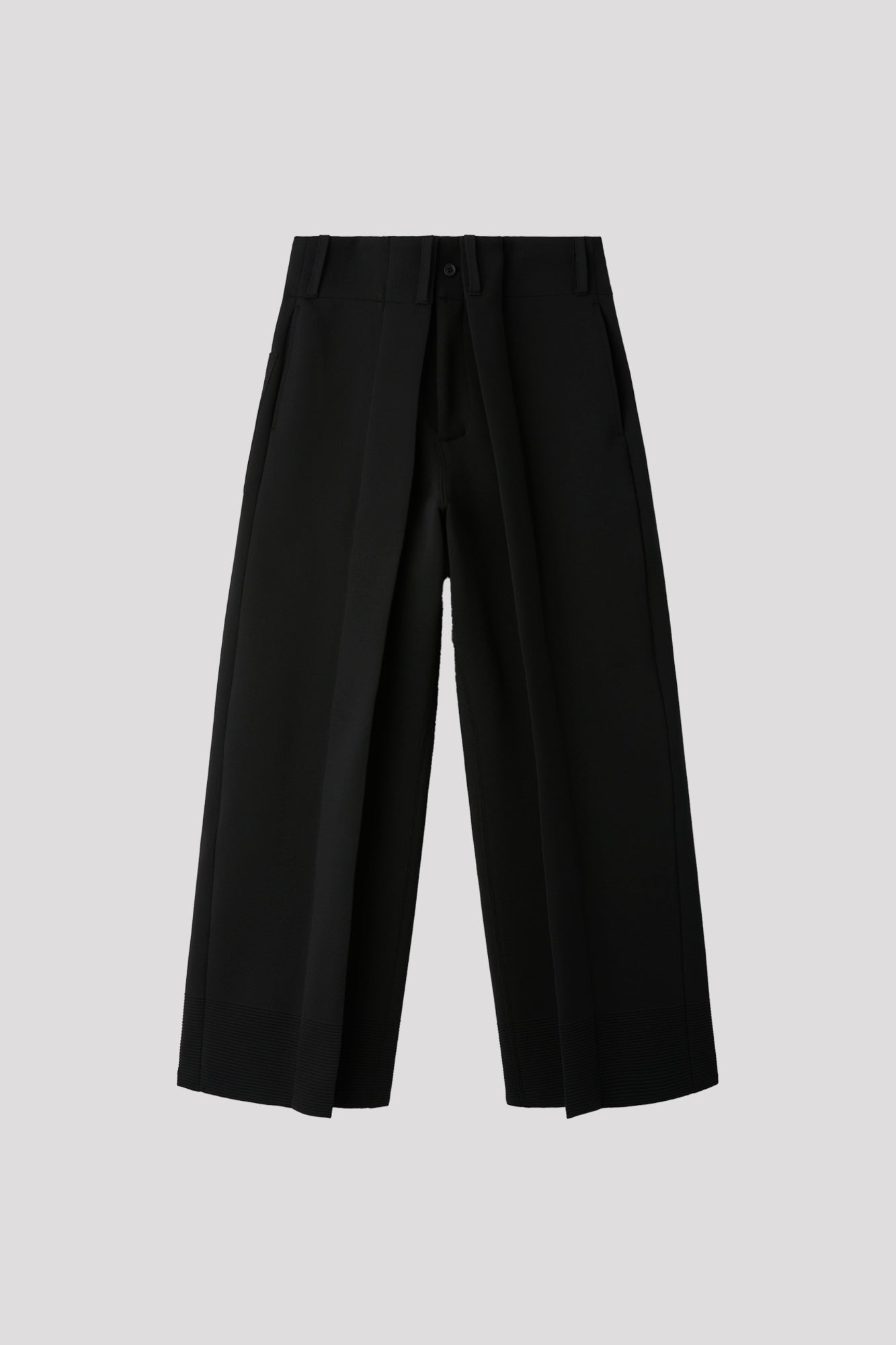 MILAN CREASE WIDE STRAIGHT PANTS - BLACK