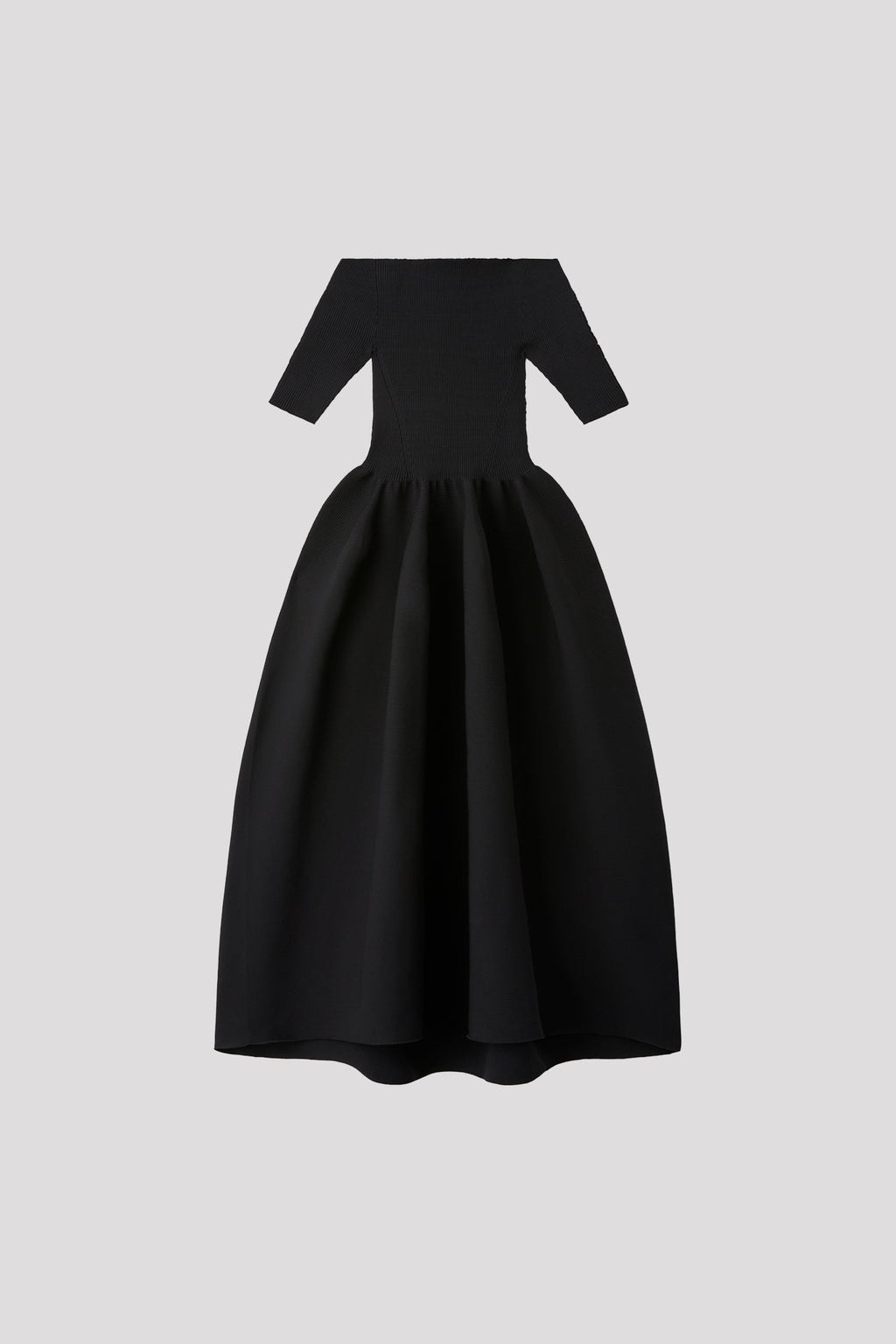 POTTERY HS OFF SHOULDER SHORT SLEEVE DRESS - BLACK