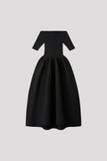 POTTERY HS OFF SHOULDER SHORT SLEEVE DRESS - BLACK