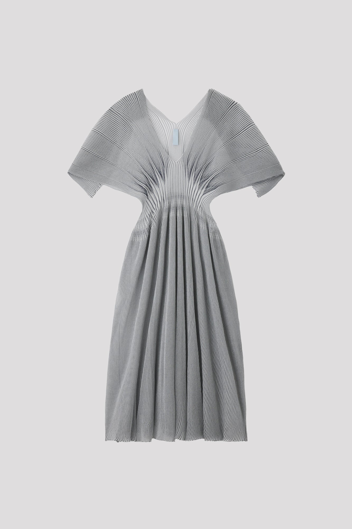 HYPHA LUCENT CREASE DRESS - WHITE-NAVY