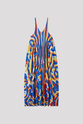 SILK RIVULET CHUSEN STRAP BUST FLARE DRESS - WHITE MULTI 8