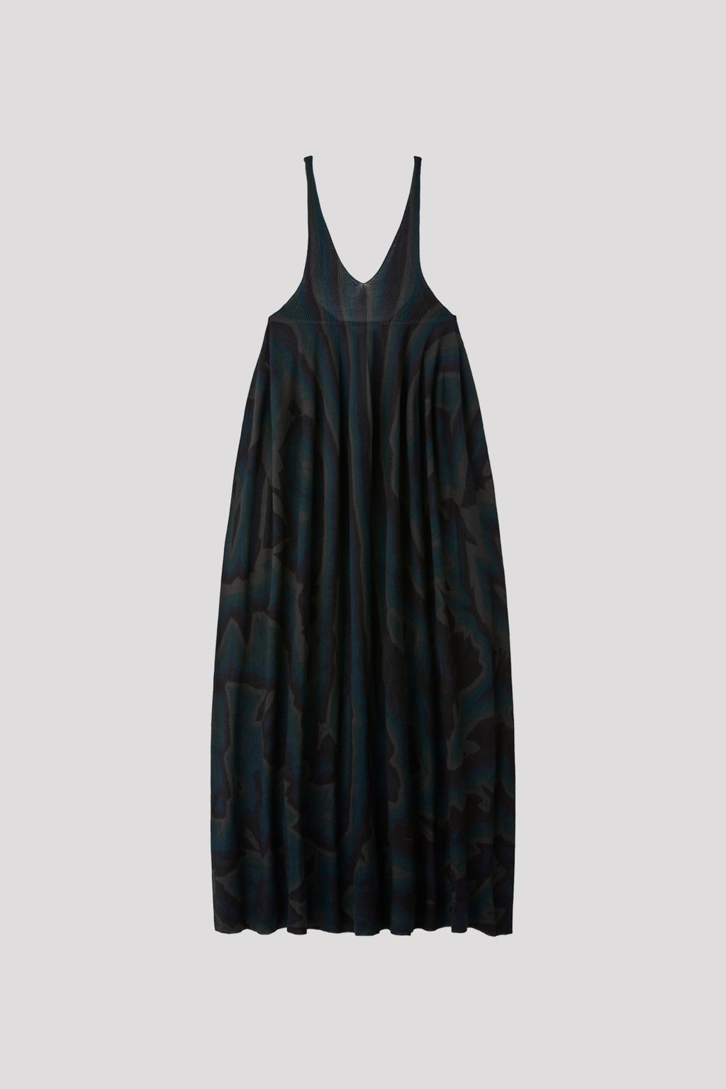 SILK RIVULET CHUSEN STRAP BUST FLARE DRESS - BLACK MULTI 11