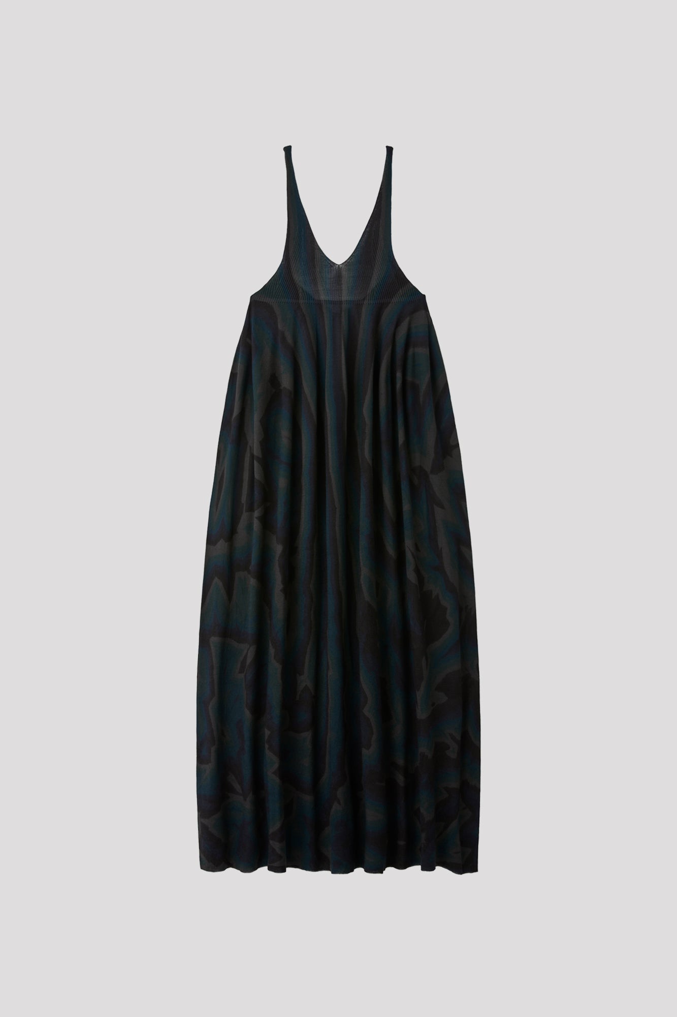 SILK RIVULET CHUSEN STRAP BUST FLARE DRESS - BLACK MULTI 11