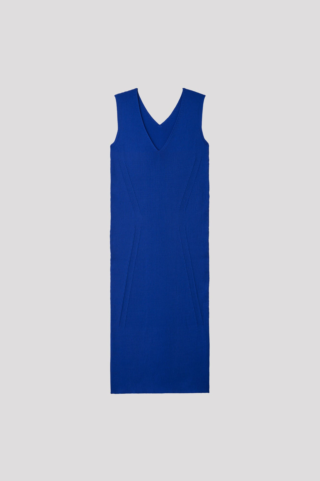 PORTRAIT V-NECK SLEEVELESS DRESS - BLUE