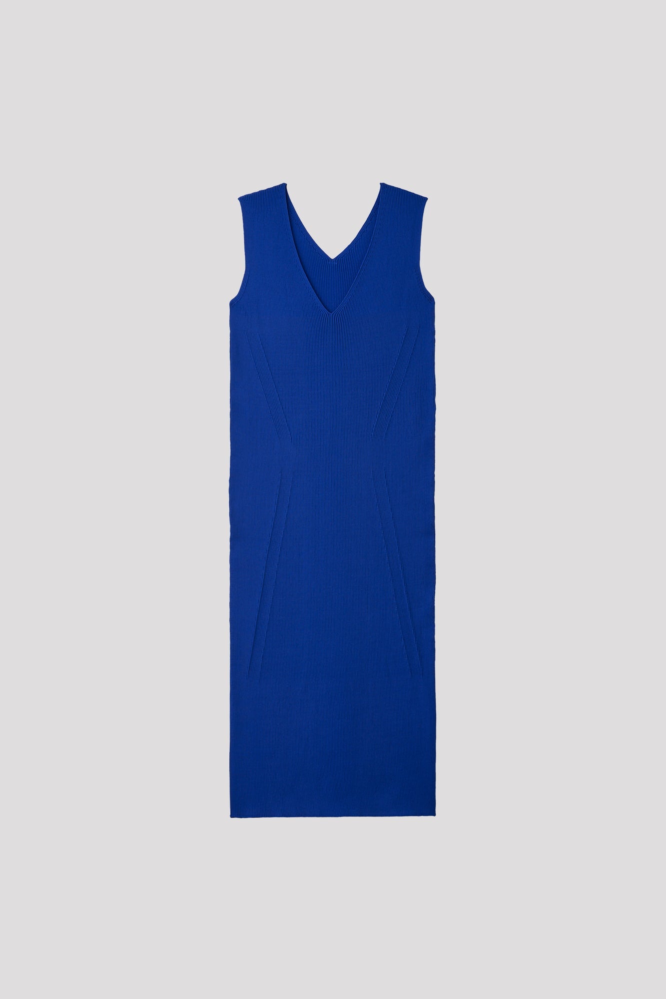 PORTRAIT V-NECK SLEEVELESS DRESS - BLUE