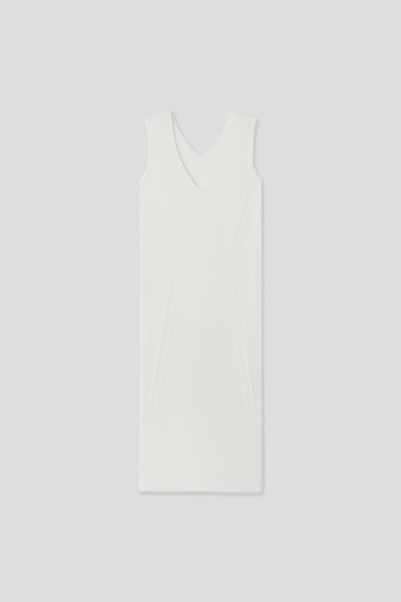 PORTRAIT V-NECK SLEEVELESS DRESS - WHITE