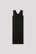 PORTRAIT V-NECK SLEEVELESS DRESS - BLACK