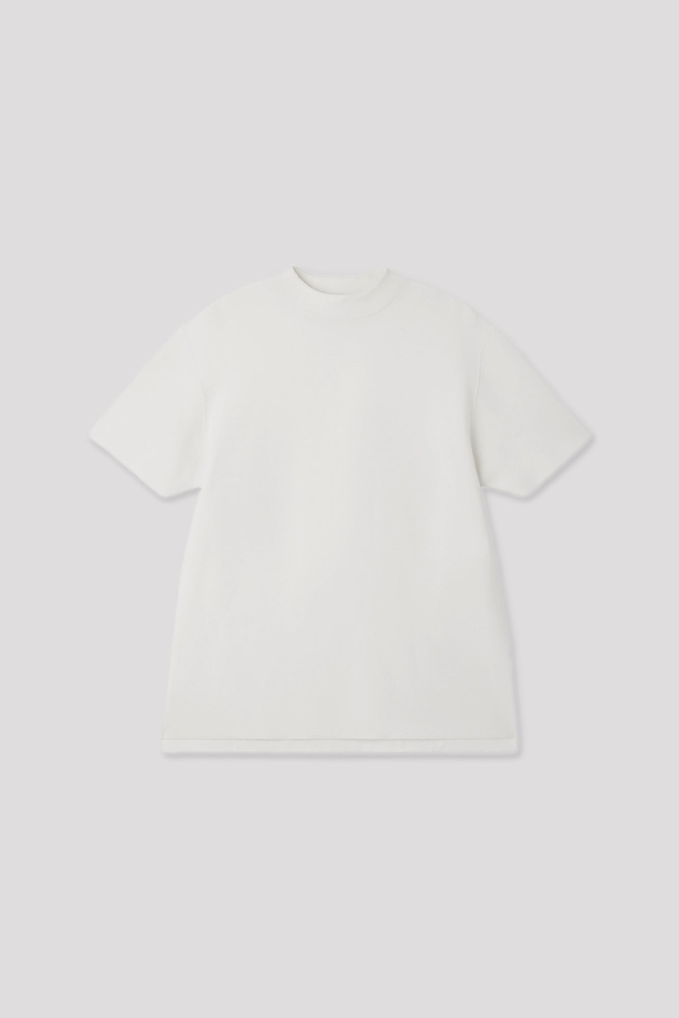 GARTER MOCKNECK SHORT SLEEVE TEE SHIRT - WHITE